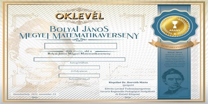 Bolyai Jnos Megyei Matematikaverseny eredmnyhirdetse